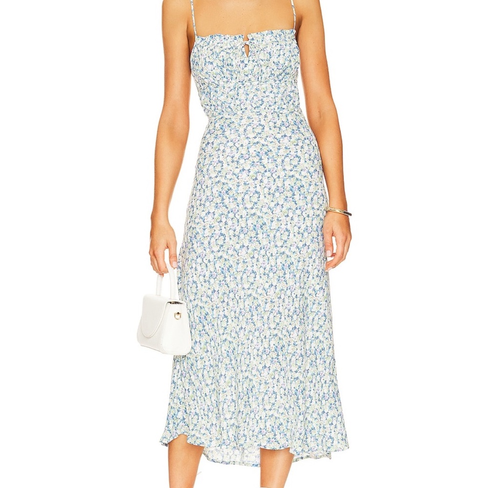 Astr the Label - Maritza Dress in Blue Multi - midi dress